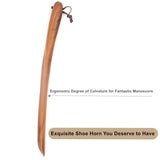 Bamber Wooden Shoe Horn Wood Shoehorn with Handle for Seniors Women Men Kids, 15'' Long, Black Walnut Bamber