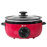 ICOOK USC-35-OP001RD 3.5 Quart Slow Cooker,Aluminium Sear/Sauté Stew Pot Stovetop safe,Dishwasher Safe,Glass Lid,Adjustable Temp,Food Warmer,Red ICOOK