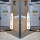 Outdoor Welcome Sign for Front Porch Standing Large 2 Sided 45"X9" Wooden Frame Tall Vertical Leaner Long Home Sweet Home Front Door Sign for Rustic Outside Farmhouse Modern Decor (Wood White) Surfapans