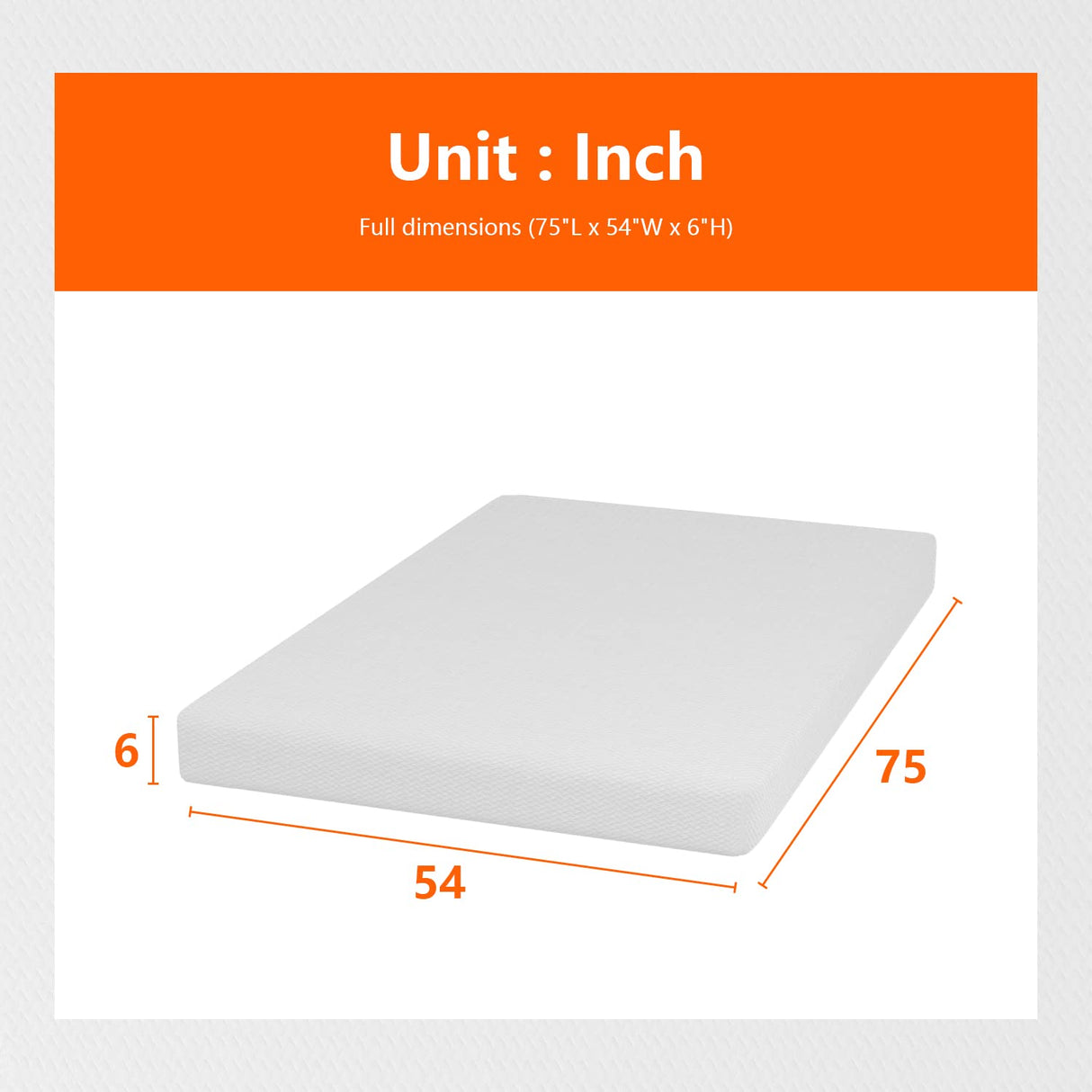 PayLessHere Full Size Mattress,6 Inch Gel Memory Foam Mattress in a Box,Medium-Firm,Pressure Relief&Temperature Regulation,CertiPUR-US Certified,White PayLessHere