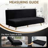 Armless Futon Cover Teddy Wool Futon Slipcover Soft Stretch Couch Covers with No Arm Sofa Bed Cover Thick Warm faux fur Sofa Covers for Winter Teddy Fleece Couch Slipcovers for Living Room (Black) XIAROGEE