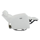 CHITA Genuine Leather Power Swivel Glider Recliner Chair, FSC Certified Double Layer Backrest Truck Armrest Recliner Chair Sofa for Living Room-White CHITA