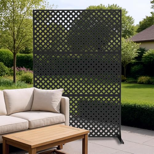 Metal Privacy Screen Outdoor, 72" h×47" w Balcony Patio Privacy Screen, Freestanding Privacy Fence, Decorative Panel, Patio Room Divider for Garden, Balcony, Deck Garvee
