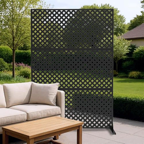 Metal Privacy Screen Outdoor, 72" h×47" w Balcony Patio Privacy Screen, Freestanding Privacy Fence, Decorative Panel, Patio Room Divider for Garden, Balcony, Deck Garvee
