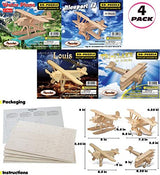 Puzzled Wooden Airplane Model Kits - Water Plane, Spirit of St. Louis, Nieuport 17 & Tri-Plane 3D Wooden Puzzles Set, Educational Adults & Kids Toys DIY Airplane Kit Assembly Planes to Build - 4 Pack Puzzled