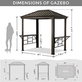 ABCCANOPY Grill Hardtop Gazebo 6x8 - Outdoor Metal Hard Top Gazebo, Permanent Galvanized Steel BBQ Gazebo Aluminum Framed Pavilion with Shelves for Patio Backyard Lawn Garden (Single Roof, Dark Brown) ABCCANOPY