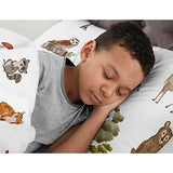 Sweet Jojo Designs Woodland Forest Animals Boy Girl Gender Neutral Unisex Queen Comforter Set Full Size Bedding Kids Teen Adult Bed Room 3pc Brown Bear Owl Animal Print Tree Deer Bunny Taupe Friends Sweet Jojo Designs