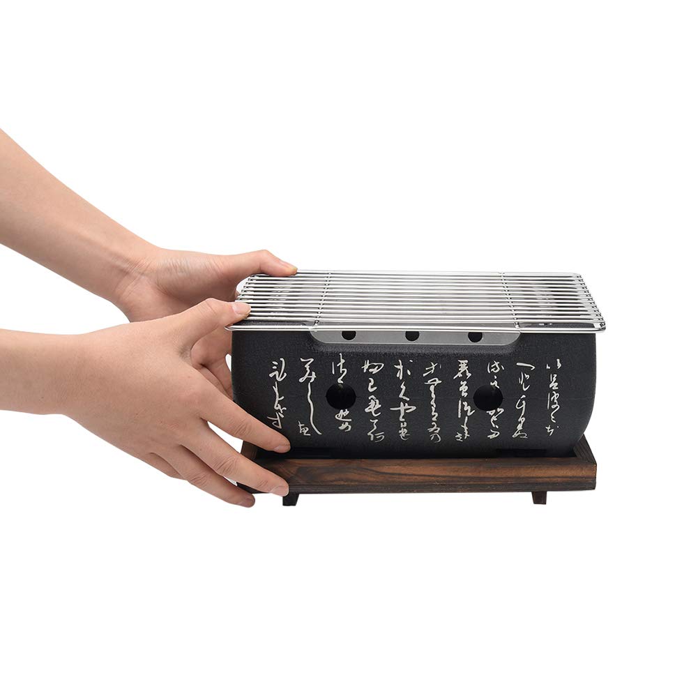 Japanese Style Barbecue Grill Portable Food Charcoal Stove/BBQ Plate Household Barbecue Tools Accessories (BBQ Grill (24X12.5cm)) Lovt