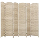 HOMCOM 6 Panel Room Divider, 6' Tall Folding Privacy Screen, Woven Freestanding Wall Partition for Home Office, Bedroom, Washed Oak HOMCOM