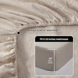 LBRO2M 100% Linen Sheet Set King Size,Bed Sheets 4 Piece Sets, Solid Color Natural Flax Bed Sheets Soft Breathable Bedding,16" Deep Pocket,All Season (King, Linen) LBRO2M
