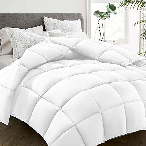 HYLEORY All Season Twin Size Bed Comforter - Cooling Goose Down Alternative Quilted Duvet Insert with Corner Tabs - Winter Warm - Machine Washable - White HYLEORY