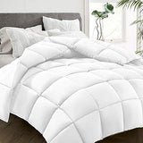 HYLEORY All Season Twin Size Bed Comforter - Cooling Goose Down Alternative Quilted Duvet Insert with Corner Tabs - Winter Warm - Machine Washable - White HYLEORY