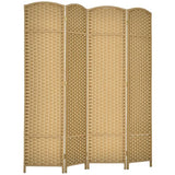 HOMCOM Room Divider, 4 Panel Folding Privacy Screen, 5.6' Tall Freestanding Wall Partition for Home Office, Bedroom, Nature Wood HOMCOM