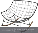 Grand patio Rocking Chair Outdoor, E-Coated Papasan Rocking Chair with Cushion, Outdoor Rocker Recliner Chair for Patio Porch Garden Backyard, Grey Grand patio