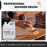 OAIEGSD 32 OZ Pure Tung Oil for Wood Finishing with Wood Brush, Waterproof Wood Sealer Indoor and Outdoor, 100% Pure Natural Tung Oil for Unfinished OAIEGSD