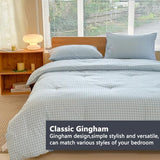 NSNLGSGC Twin Comforter Set, Light Blue Gingham Bedding Sets, Blue Grid Bed Comforter 2 Pieces (1 Comforter, 1 Pillowcase) NSNLGSGC