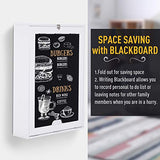 HOMCOM Wall Mounted Foldable Desk with a Blackboard, Fold Out Convertible Floating Desk with Shelves, White HOMCOM
