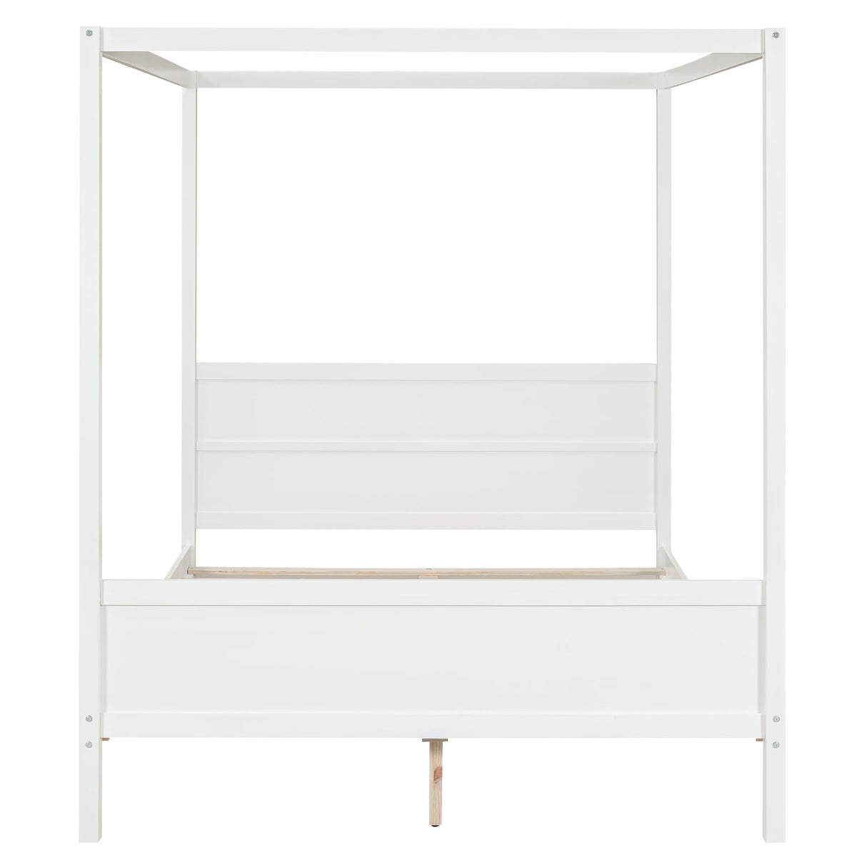 Harper & Bright Designs Queen Size Canopy Bed Frame, Wooden Queen Platform Bed with Headboard, Slat Support and Footboard, No Box Spring Needed (Queen, White) Harper & Bright Designs