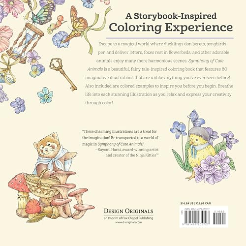 Symphony of Cute Animals: A Curious Coloring Book Adventure (Design Originals) Adult Coloring Book - 72 Fantasy Designs in a Magical Fairy-Tale-Inspired Setting [English Version of the Japanese Book] Design Originals