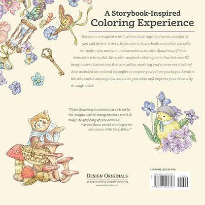 Symphony of Cute Animals: A Curious Coloring Book Adventure (Design Originals) Adult Coloring Book - 72 Fantasy Designs in a Magical Fairy-Tale-Inspired Setting [English Version of the Japanese Book]