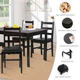 Pazidom Small Dining Table Set for 4, Wooden Kitchen & Dining Room Sets 5 Piece Kitchen Table Set, Square Table and Chair Breakfast Table Set for Restaurant Home Kitchen Living Room, Dark Brown Pazidom