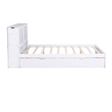 Harper & Bright Designs Queen Storage Bed with Bookcase Headboard and Trundle, Queen Size Platform Bed Frame, Wood Queen Size Bed for Kids Teens Adults, No Box Spring Needed, Easy Assembly (White) Harper & Bright Designs
