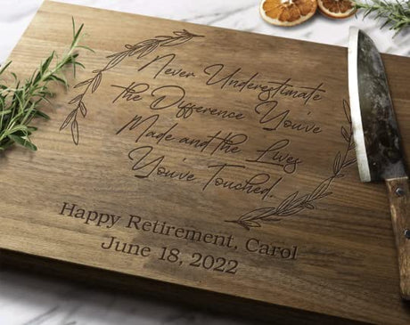 Personalized Retirement Cutting Board - Engraved Gifts, Personalized Cutting Board, Retirement Gift, Gift For Retirement American Sign Letters
