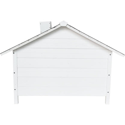 Critter Sitters 27'' Pet House with Porch, Weather-Resistant Dog House for Animals up to 44 Pounds, Waterproof Outdoor Dog House, Ideal for Cats, Dogs, and Rabbits, White Fir Wood Dog Houses