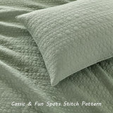 HORIMOTE HOME Quilt Set Twin Size Sage Green, Classic Geometric Spots Stitched Pattern, Pre-Washed Microfiber Chic Rustic Look, Ultra Soft Lightweight Quilted Bedspread for All Season, 2 Pieces HORIMOTE HOME