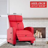 BestMassage | Recliner Chair | with 2 Point Massage Function | Pu Red | with Lumbar Support, Adjustable Push Back, Footrest & Padded Seat | Easy Assembly | for Living Room, Home Theatre