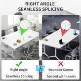 Conference Table 10.5FT Folding Office Computer Desk for Meeting Room, Conference Room Table for 8 People, Study Writing Podcast Tables White Training Tables with Wheels, 2PCS, 126"x23.6"x29.5" Bisonful
