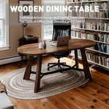 6FT Conference Table, 70.86" Oval Meeting Table for 6–8 People, Rustic Brown Conference Room Table with Metal Frame, Modern Office Conference Desk for Boardroom & Meeting Room VIRTRON