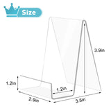 trophable 4 Pack Acrylic Book Stand Thickened Clear Book Display Easel Holder for Displaying Tablets Newspaper Magazines Notebooks Textbooks CDs (Clear-Small) trophable