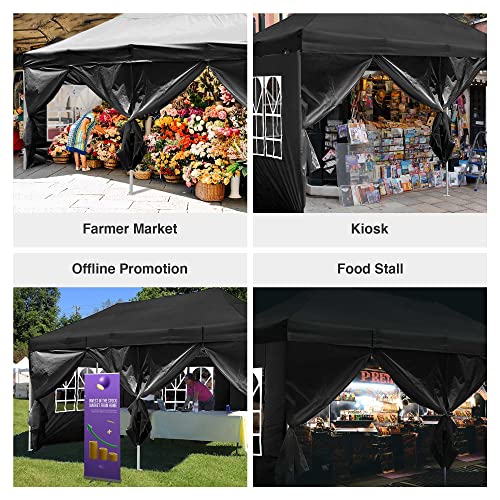 Yescom 10x20' Heavy Duty Enclosed Pop Up Canopy Folding with 4 Sidewalls for Outdoor Event Vendor Farmer Flea Market Tent - WoodArtSupply