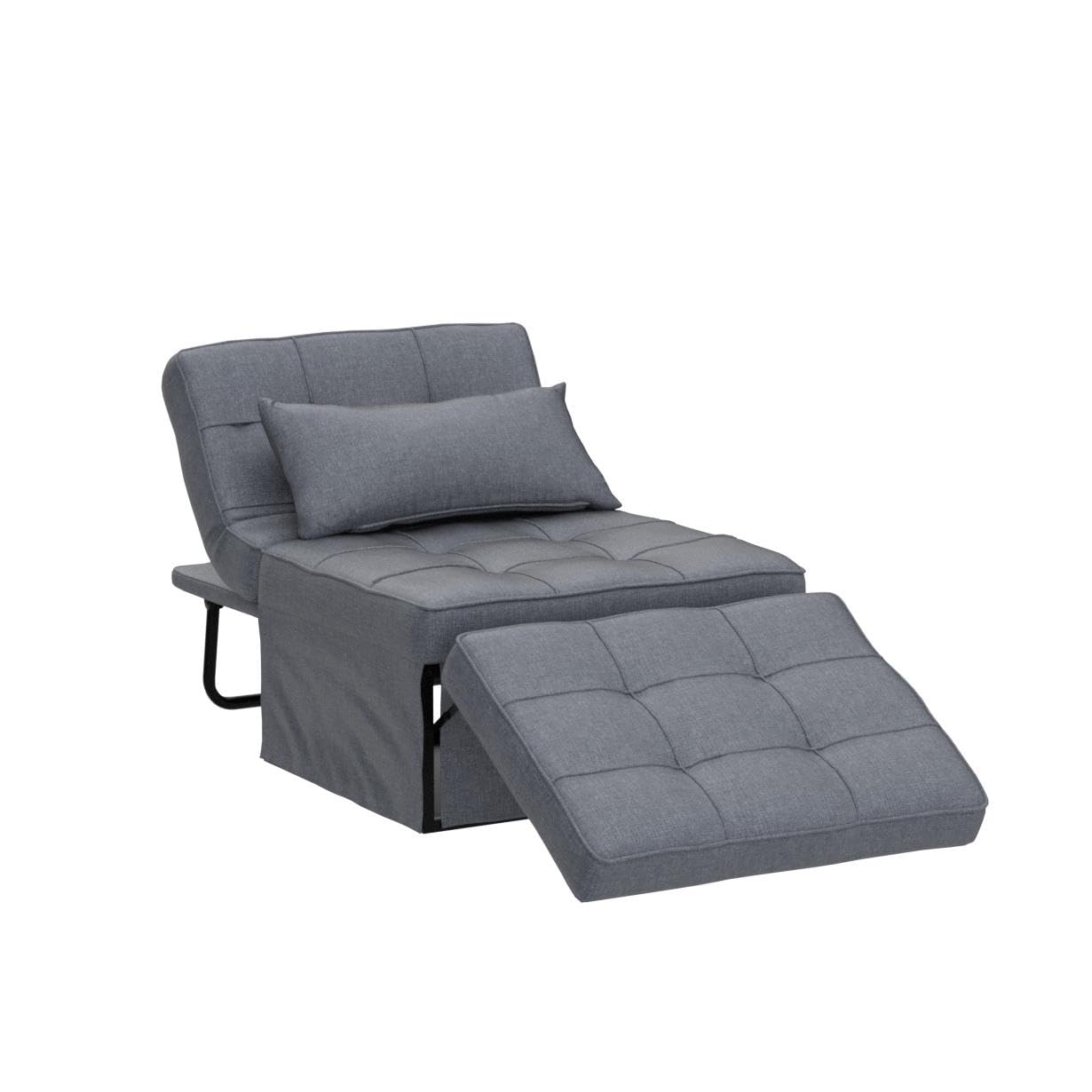 BIGSYY Sofa Bed, 4 in 1 Multi-Function Folding Ottoman Breathable Linen Couch Bed with Adjustable Backrest Modern Convertible Chair for Living Room Apartment Office, Dark Grey