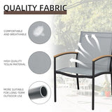 Shintenchi 3 Pieces Patio Bistro Sets, Outdoor Textilene Fabric Conversation Bistro Set, Textilene Fabric Front Porch Chairs Small Patio Furniture Set with Table for Lawn,Garden,Balcony (Grey) Shintenchi