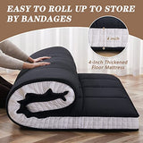 DoCred Queen Size Futon Mattress, Extra Thick Foldable Japanese Floor Mattress Memory Foam Sleeping Pad for Adults, Roll Up Mattress Tatami Mat Breathable Floor Lounger Guest Bed DoCred