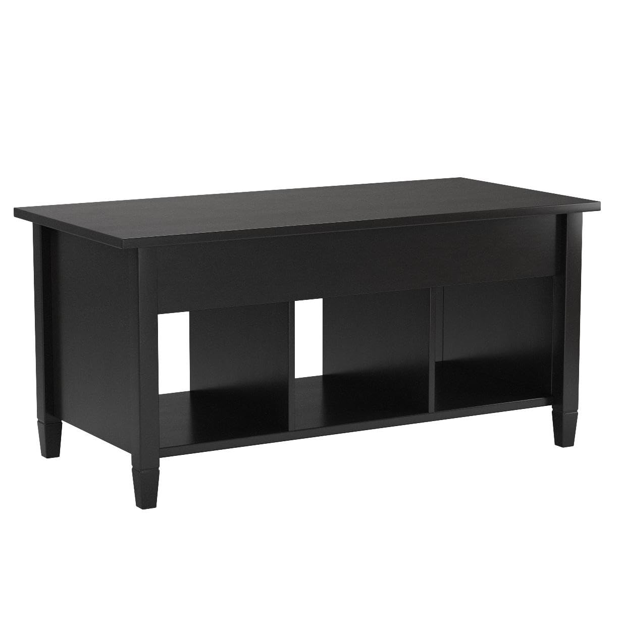 Yaheetech Coffee Table, Lift Top Coffee Table w/Hidden Storage Compartment & Lower 3 Cube Open Shelves, Lift Tabletop Coffee Table for Living Room/Reception Room/Office, Black - WoodArtSupply