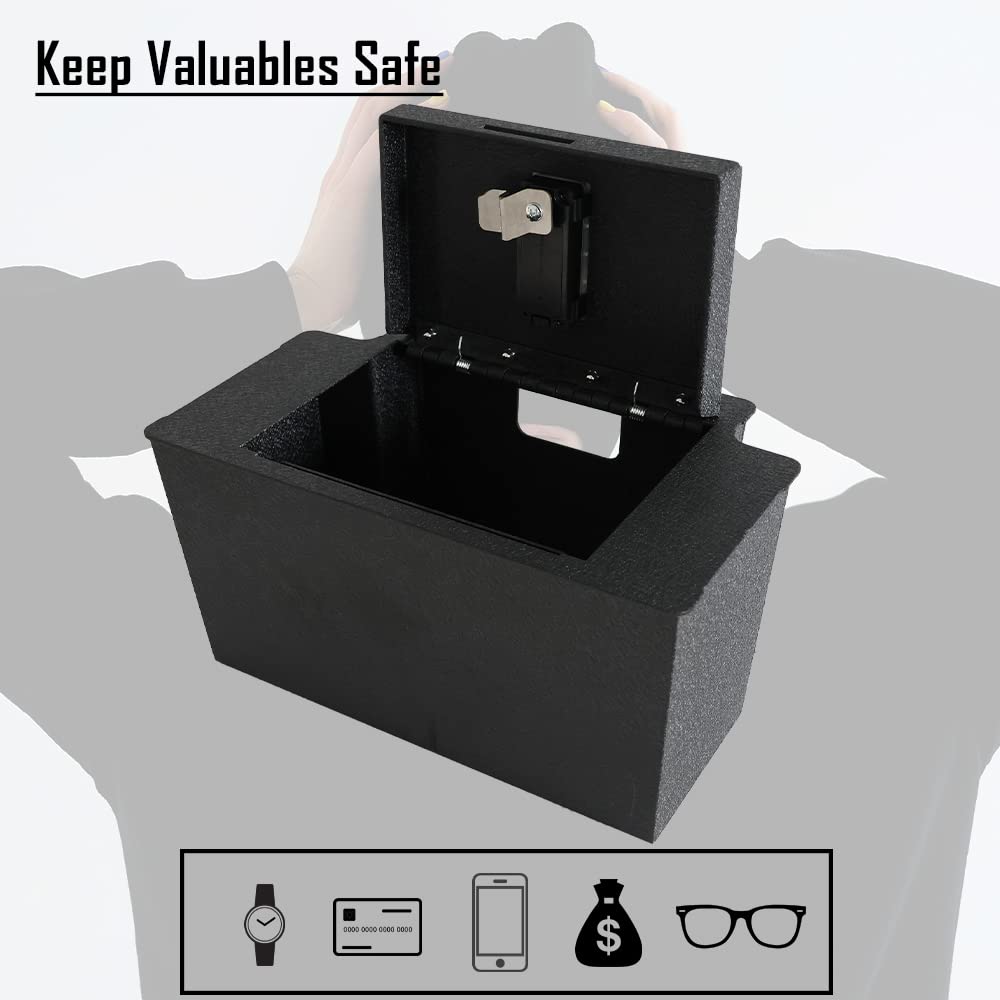 Center Console Safe Gun Safe, WASAI Premium In-vehicle Console Gun Vault Lock box Compatible with 2023-2025 Chevy Silverado 1500/GMC Sierra 1500, Fingerprint Lock with Backup Key. WASAI