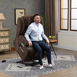 2024 Power Lift Recliner Chair with Full-Body Massage and Heat for Elderly, Hand Remote Control, Upgraded Powerful Motor, Extended Footrest, USB Ports, Stainless Steel Cup Holders, Chenille Brown Trustyue