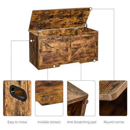 39.4"Storage Chest, Storage trunk with safety Hinges, Wooden Storage Bench, Shoe Bench,Easy Assembly,39.4"L x 15.7"W x 18.9"H,storage bench for bedroom end of bed,for Entryway (Rustic Brown)