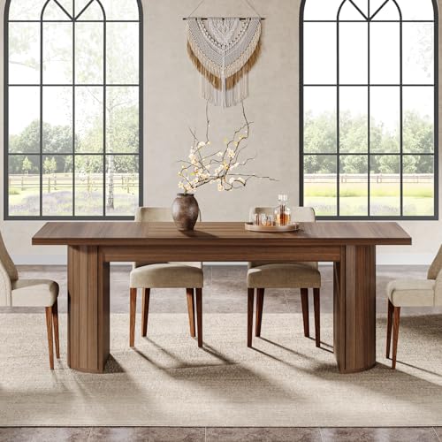 Tribesigns 78.7" Extra Long Dining Table for 6-8 People, Large Farmhouse Kitchen Table with Wooden Tabletop, Rustic Style Rectangular Dinner Table for Dining Room, Kitchen, Living Room, Walnut Tribesigns