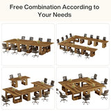 Tribesigns 63 inch Conference Table with 4 Shelves, Rectangular Meeting Table for Office, Large Sturdy Business Desk, Seminar Tables for 6-8 People (1, Brown) Tribesigns