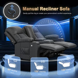 DG PEAFOWL Recliner Sofa Set, Loveseat Recliner Couch and 2 PCS Recliner Chair with Heat & Massage, Home Theater Seating with Console, Drawer, USB Ports & Phone Holders, Reclining Loveseat for Theater