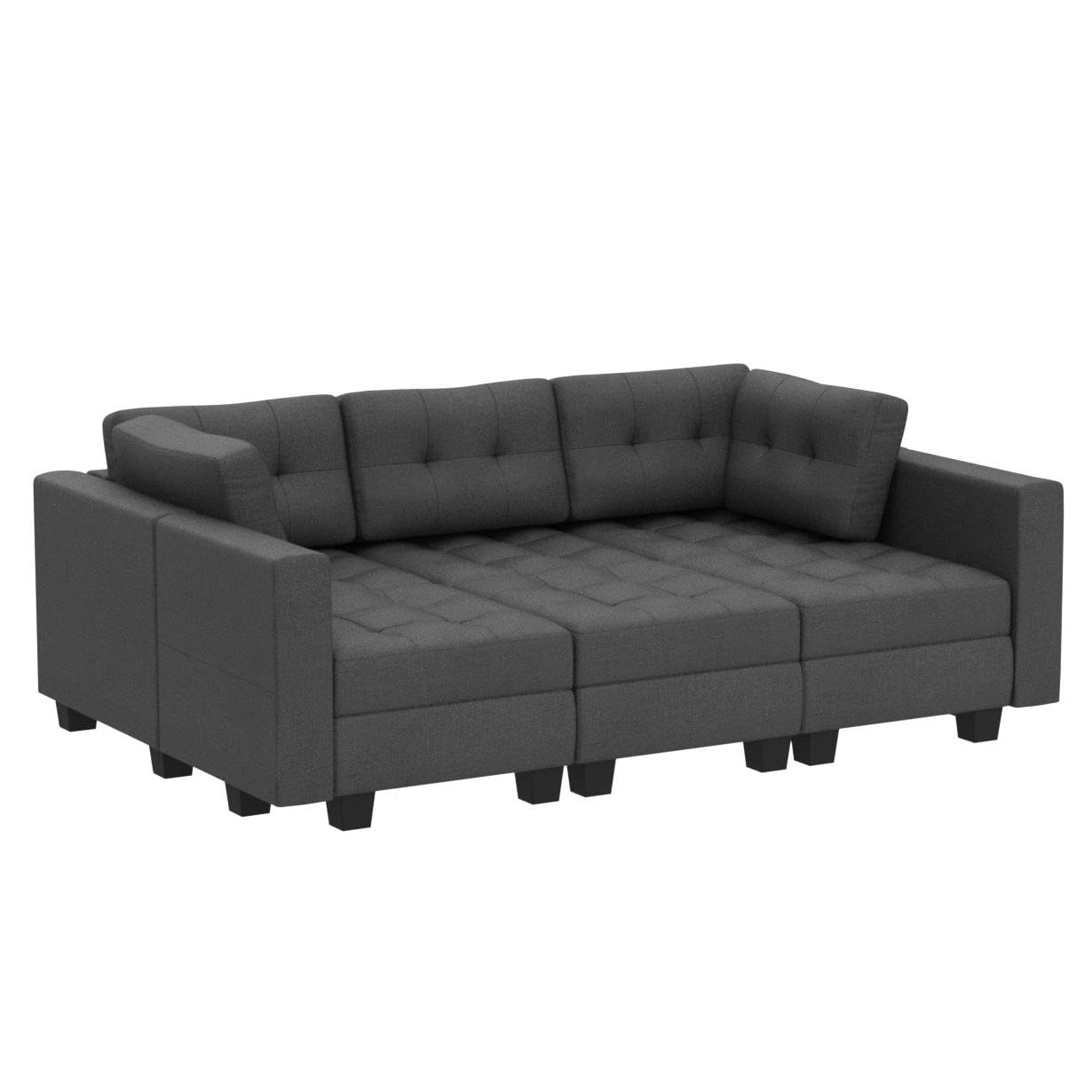 Belffin Modular Sectional Sofa with Storage Sectional Sleeper Couch Modular Sofa Bed for Living Room Dark Grey