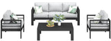 LayinSun Outdoor Aluminum Furniture Set, 4 Pieces Patio Sectional Conversation Chat Sofa Modern Seating Set with Coffee Table LayinSun
