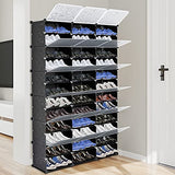 Gainvieyee 12-Tier Portable 72 Pair Shoe Rack Organizer, 36 Grids Tower Shelf Storage Cabinet Expandable Stackable Space with Door for Heels, Boots, Slippers Black Gainvieyee