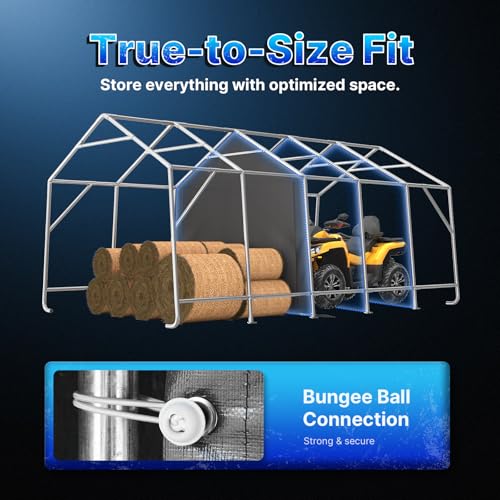 ADVANCE OUTDOOR 13x20 ft Carport 2 Roll up Doors & Vents Outdoor Portable Storage Shelter Garage Tent for Vehicle Boat Truck Anti-UV Snow Resistant Waterproof, Gray ADVANCE OUTDOOR