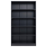 Stary 5 Shelf Black Bookcase 60 inch Tall Wood Bookshelf for Bedroom STARY