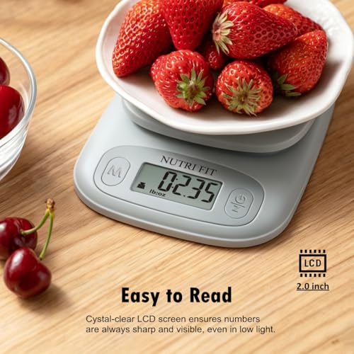 Food Scale Digital Kitchen Scale Weight Grams and Ounces of NUTRI FIT, Portable & Accurate Scale for Cooking Baking Jewelry Coffee Postage, Stylish Compact Design, Max 11lb 0.5g Increment, Smart Tare